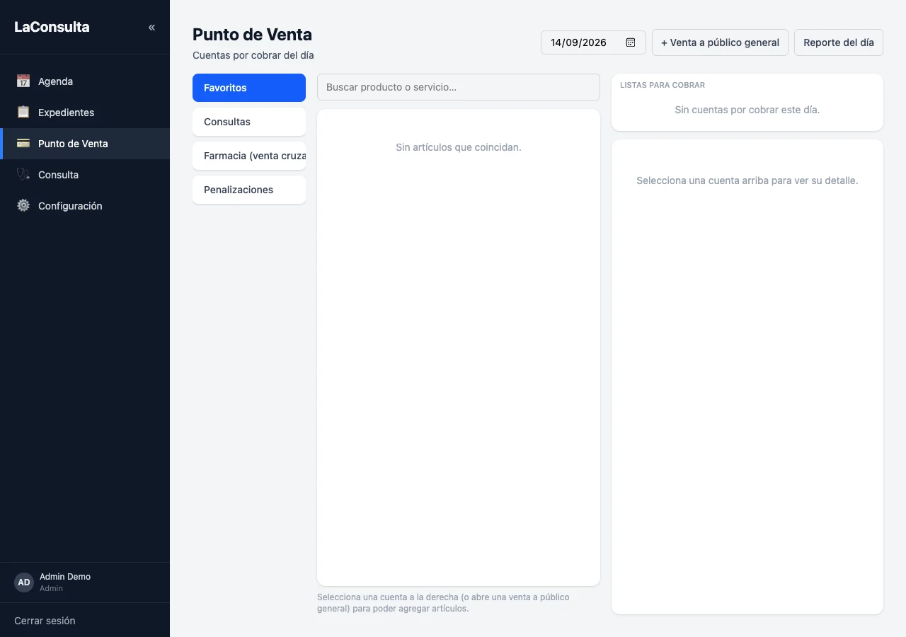 Pantalla de punto de venta de La Consulta
